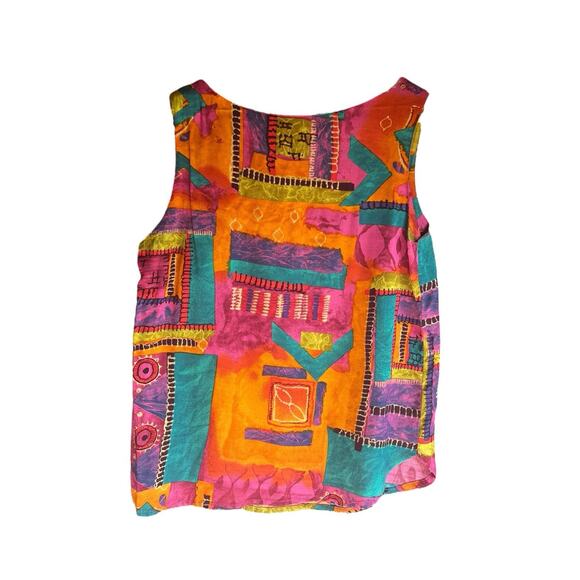 Vintage 80s Georgiou Studio Colorful Sleeveless Tank Top Size 6P - Picture 4 of 5